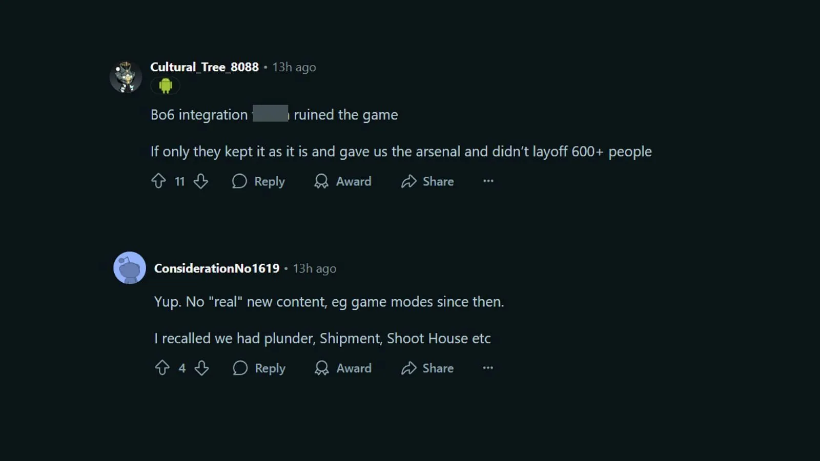Comments from the community (Image via Reddit || r/WarzoneMobile)