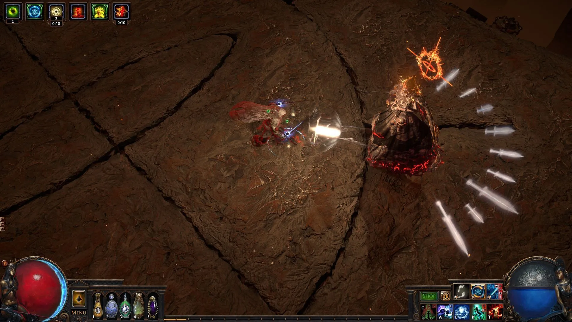 The Searing Exarch boss fight in PoE (Image via Grinding Gear Games) The Searing Exarch boss fight in PoE (Image via Grinding Gear Games)