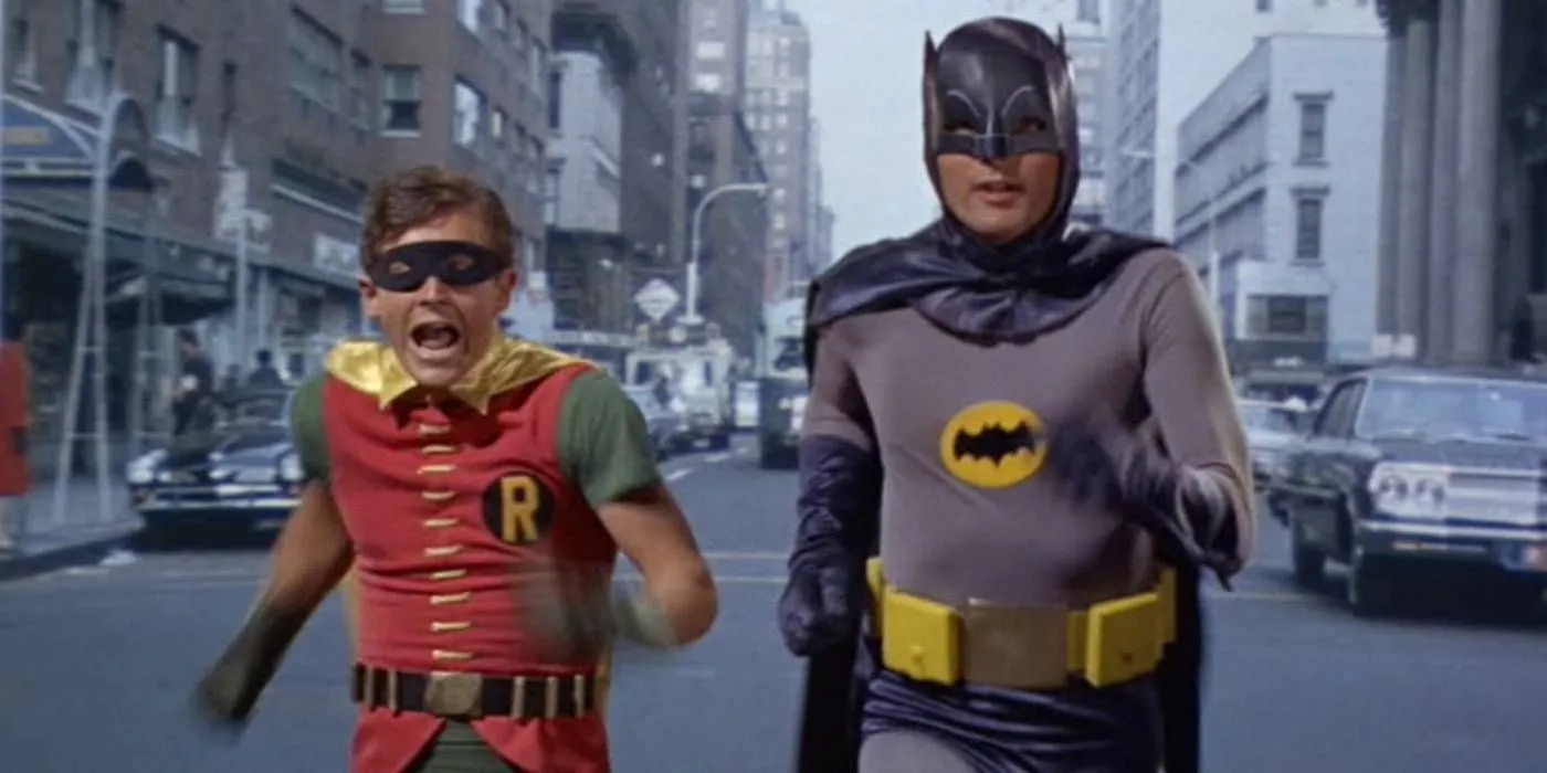 Adam West and Burt Ward running as Batman and Robin Adam West and Burt Ward running as Batman and Robin