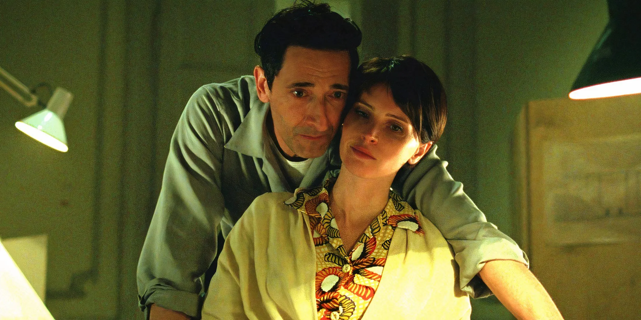 Erzsébet and László in The Brutalist