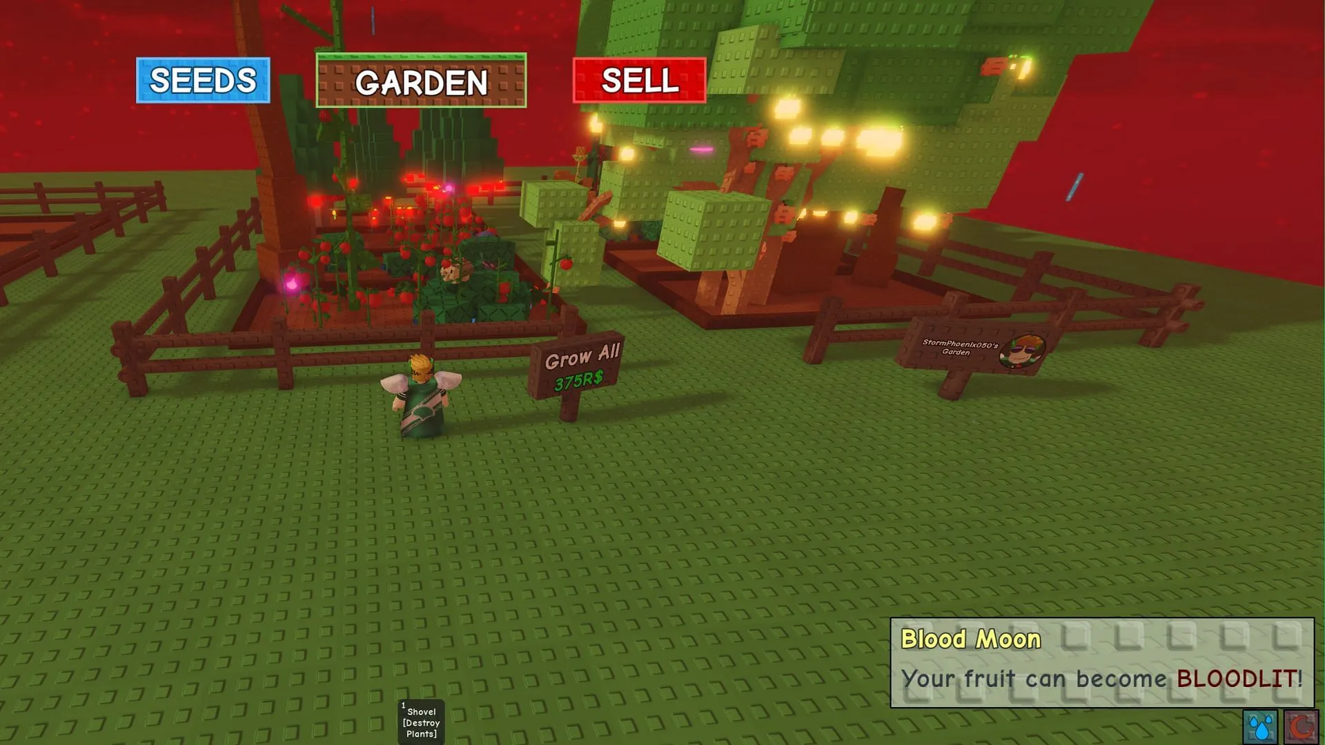 Your plants might get the Bloodlit Mutation during the event (Image via Roblox)