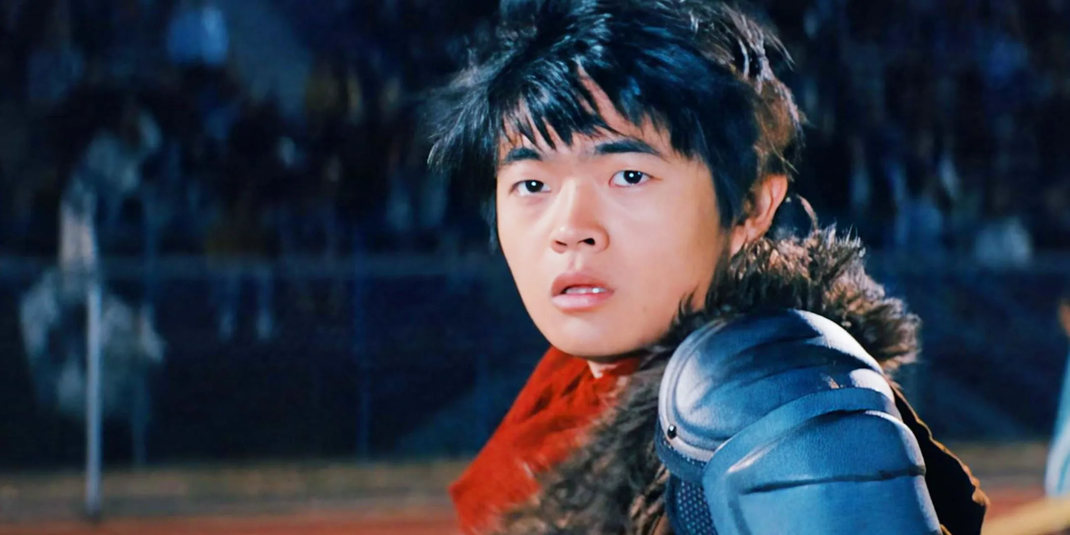 Ben Wang in Karate Kid Legends looking concerned Ben Wang in Karate Kid Legends looking concerned