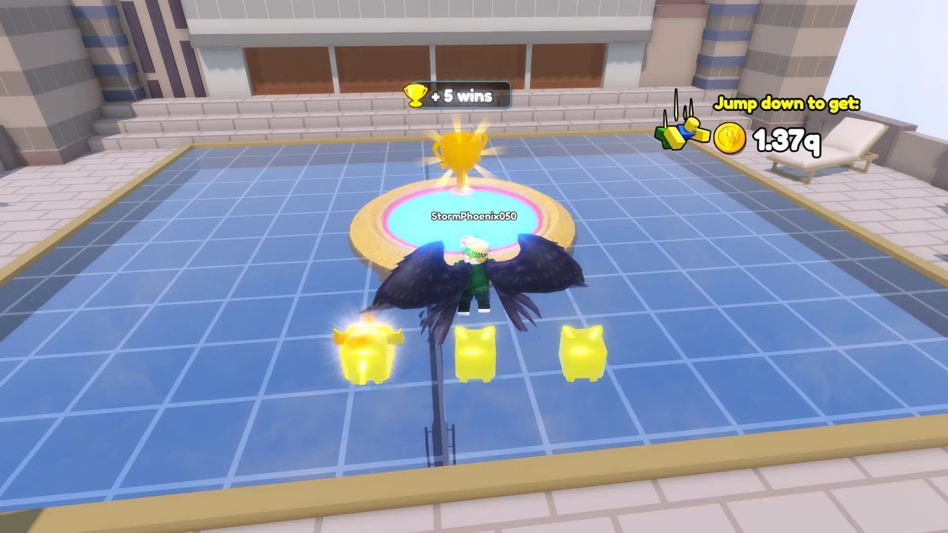 Reaching the tower's summit is key to earning trophies (Image via Roblox)