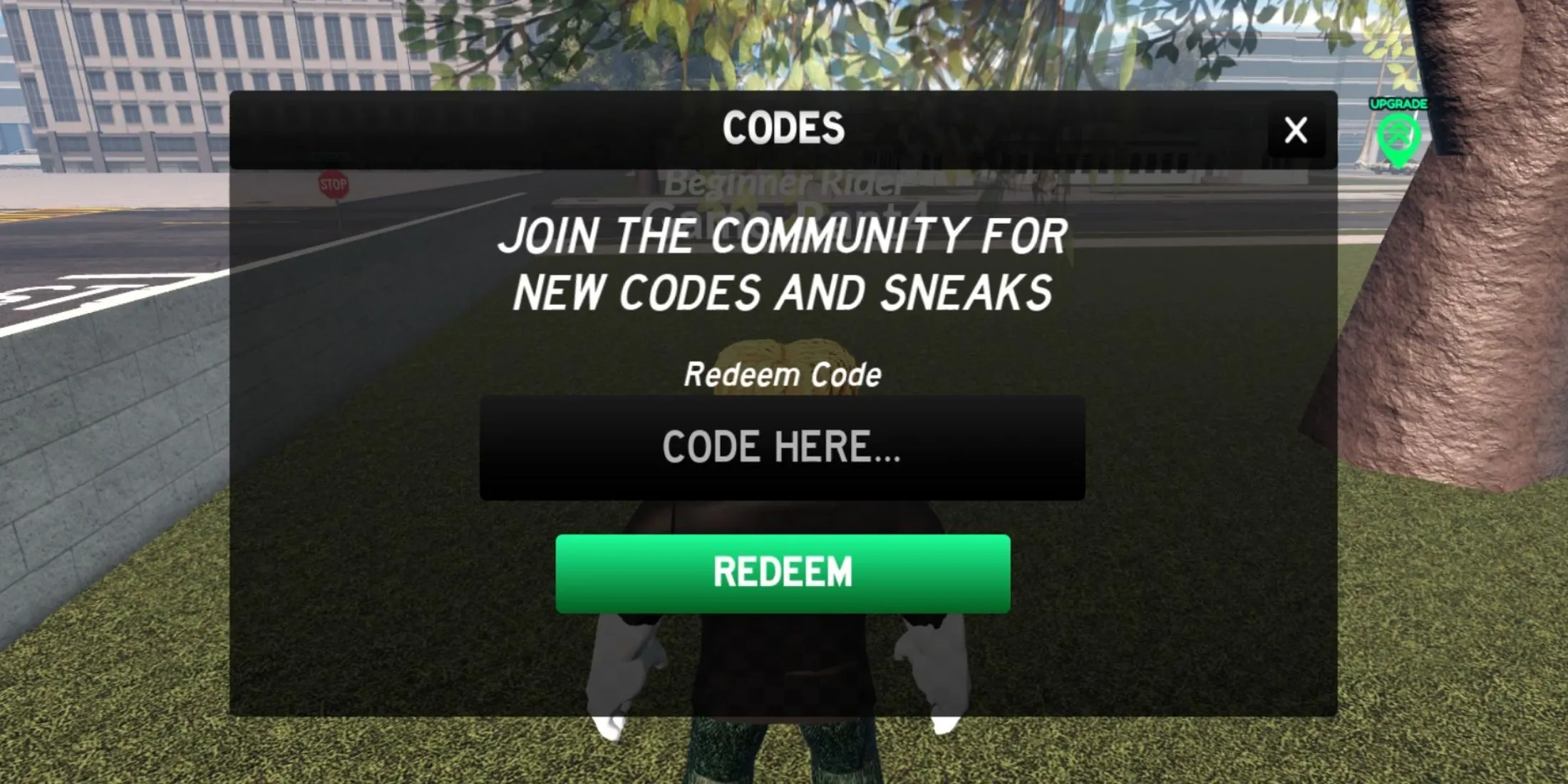 BikeWorld - the codes tab BikeWorld - the codes tab