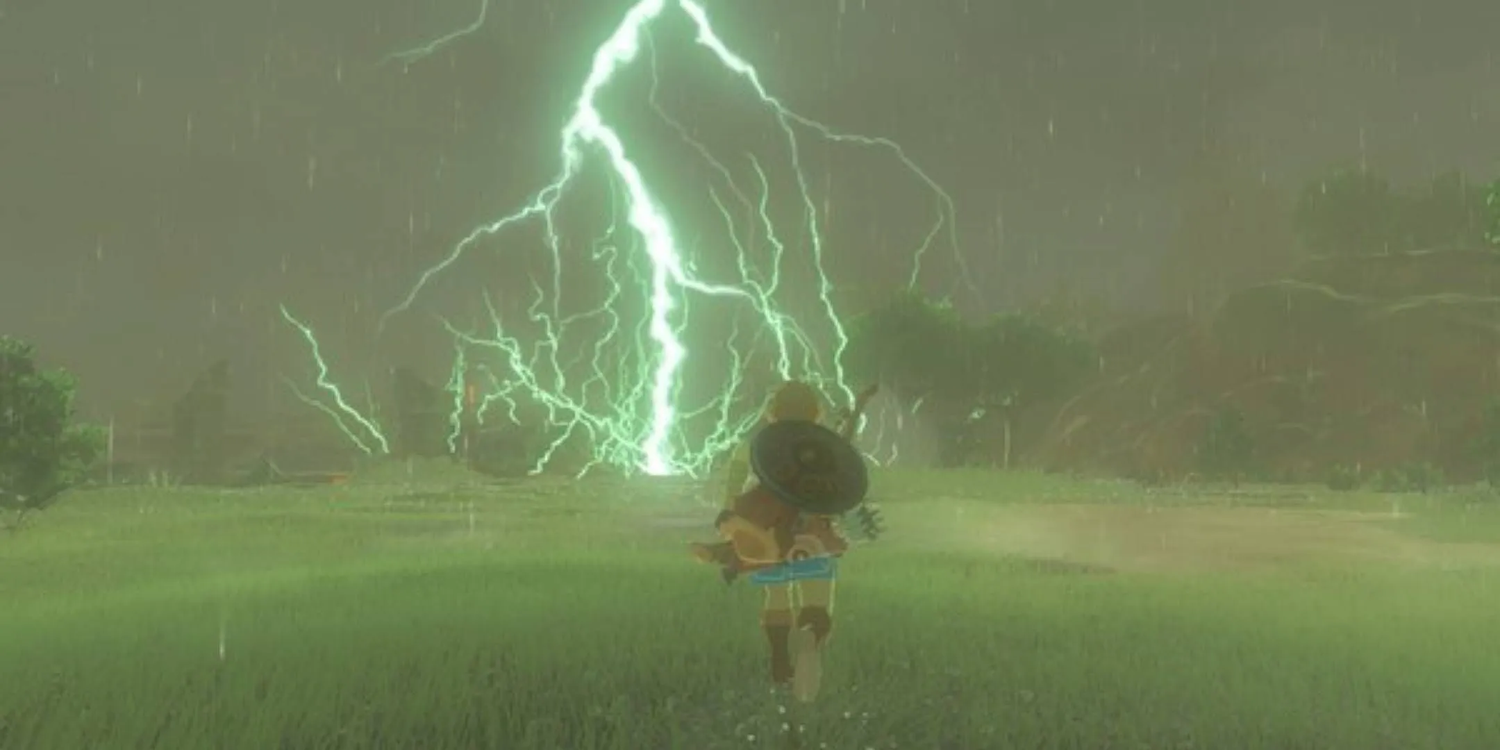 Lightning striking Link in Breath of the Wild
