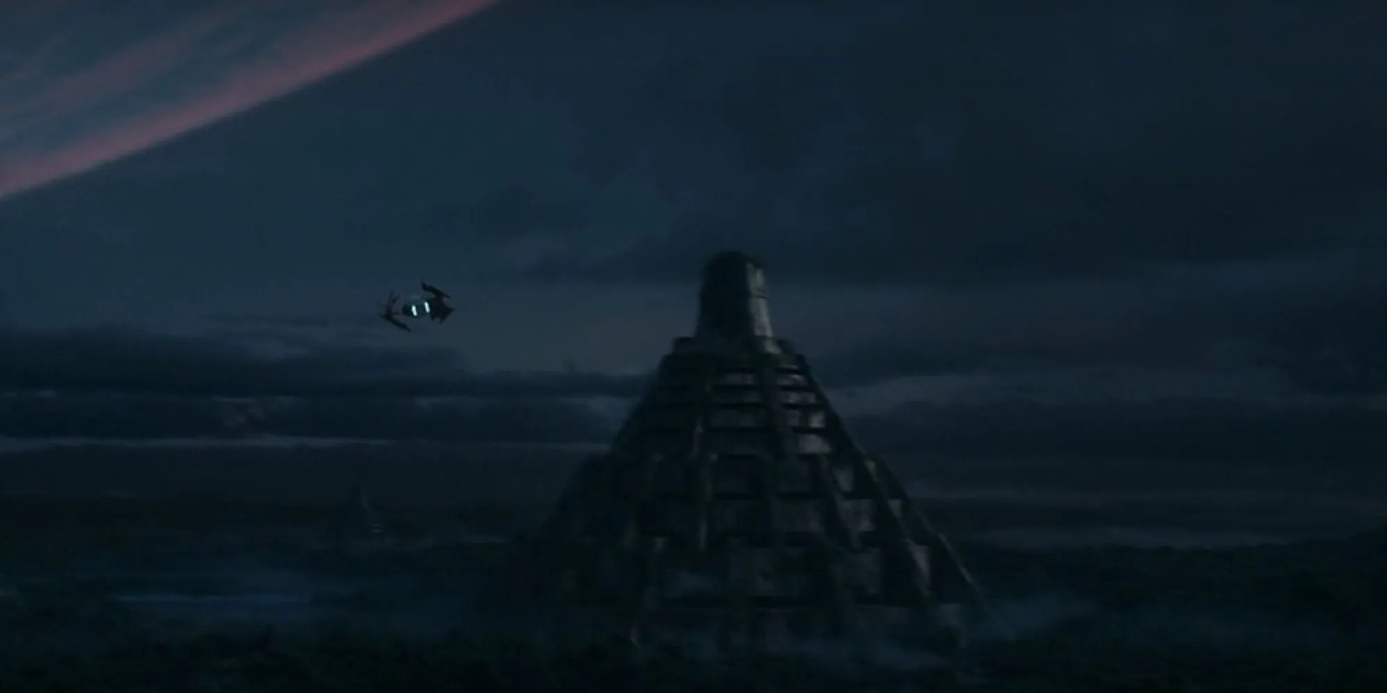 Cassian Andor flying off Yavin 4 in a TIE fighter in Andor season 2, episode 2 Cassian Andor flying off Yavin 4 in a TIE fighter in Andor season 2, episode 2