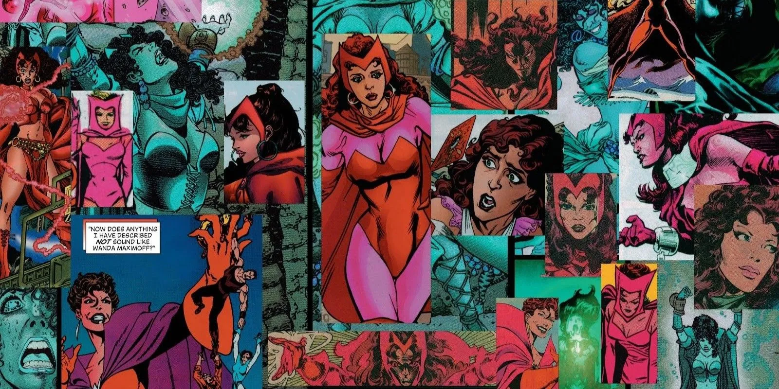 Collage of Scarlet Witch Looking Angry Or Scared Collage of Scarlet Witch Looking Angry Or Scared