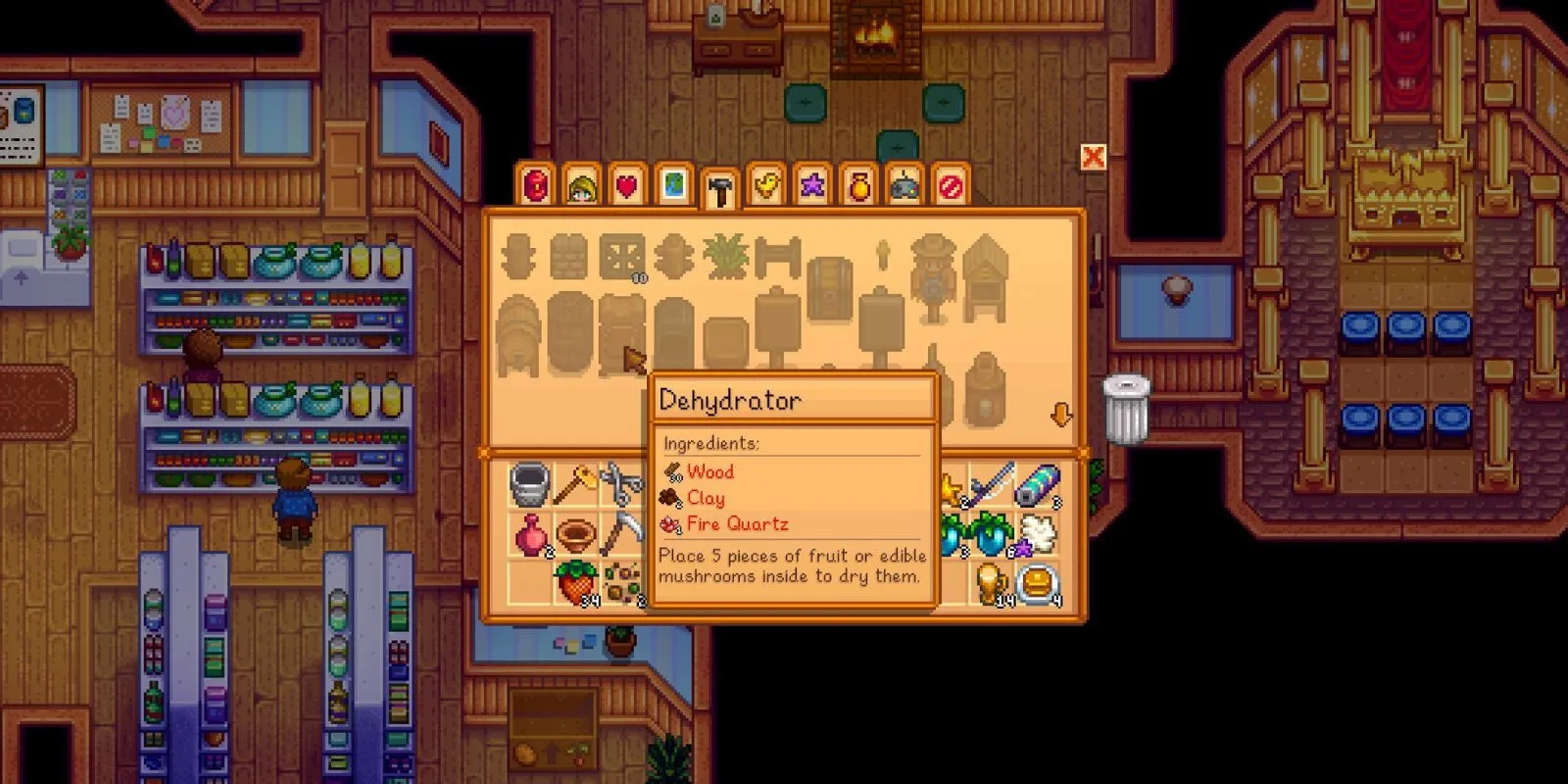 Dehydrator crafting recipe in Stardew Valley Dehydrator crafting recipe in Stardew Valley
