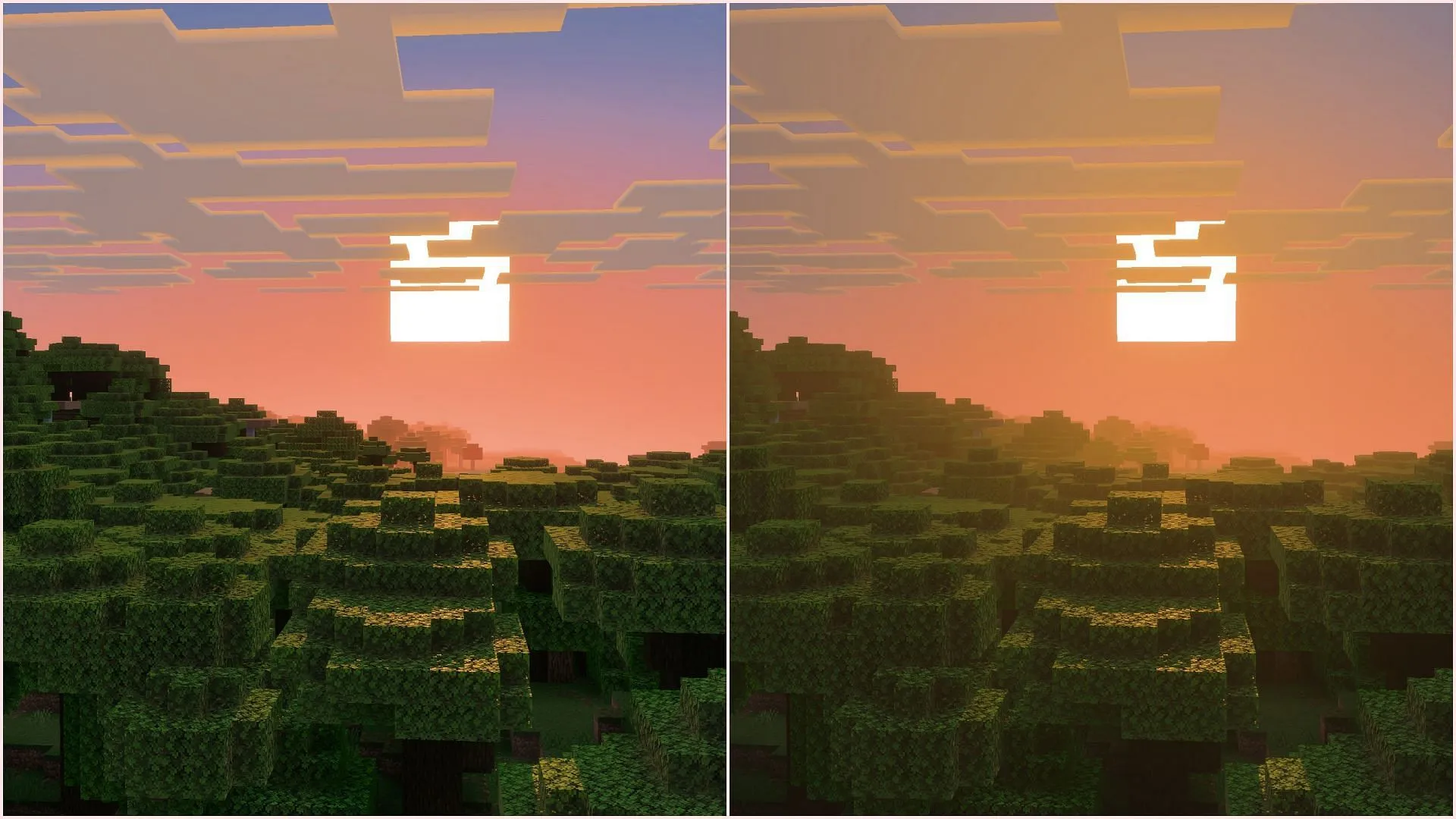 Vibrant Visuals includes volumetric fog but lacks environmental fog (Image via Sportskeeda Gaming || Mojang Studios)