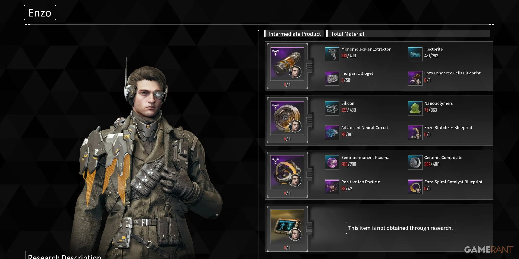 Enzo Research Recipe in The First Descendant Enzo Research Recipe in The First Descendant