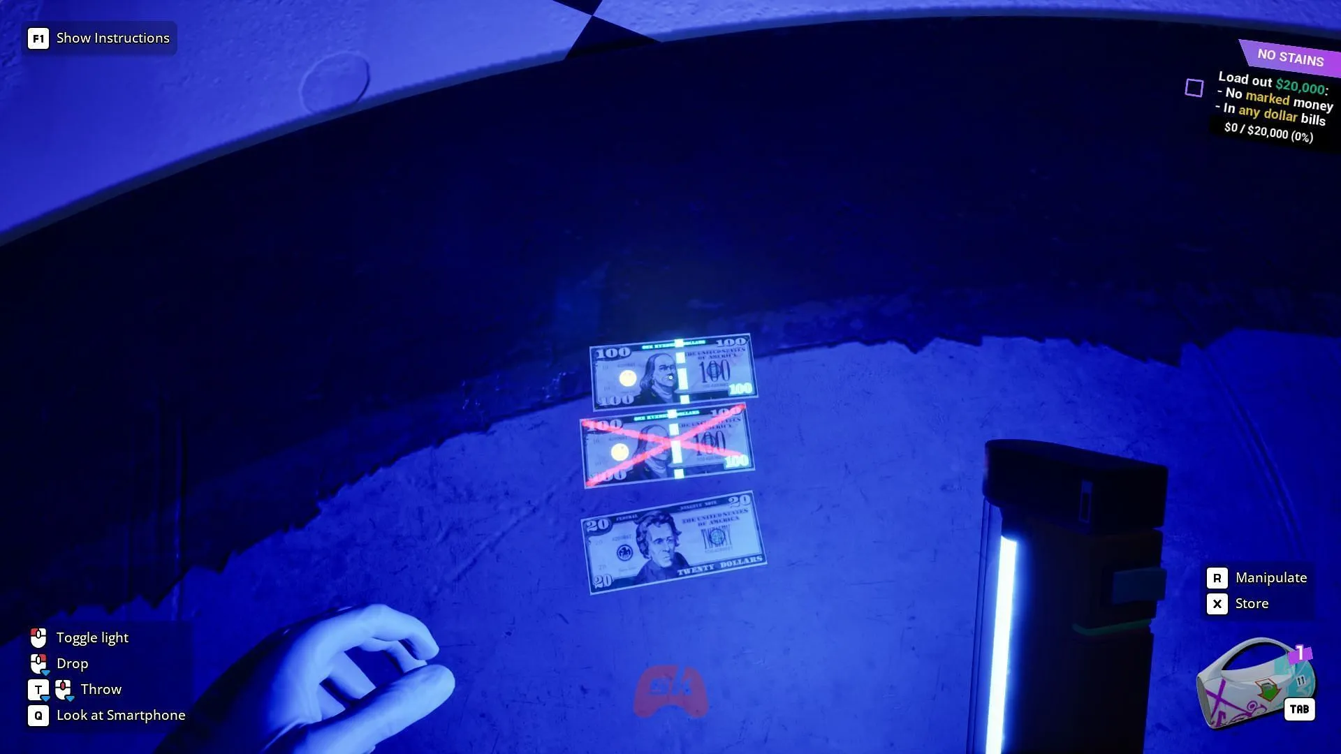 Using UV light for identifying notes