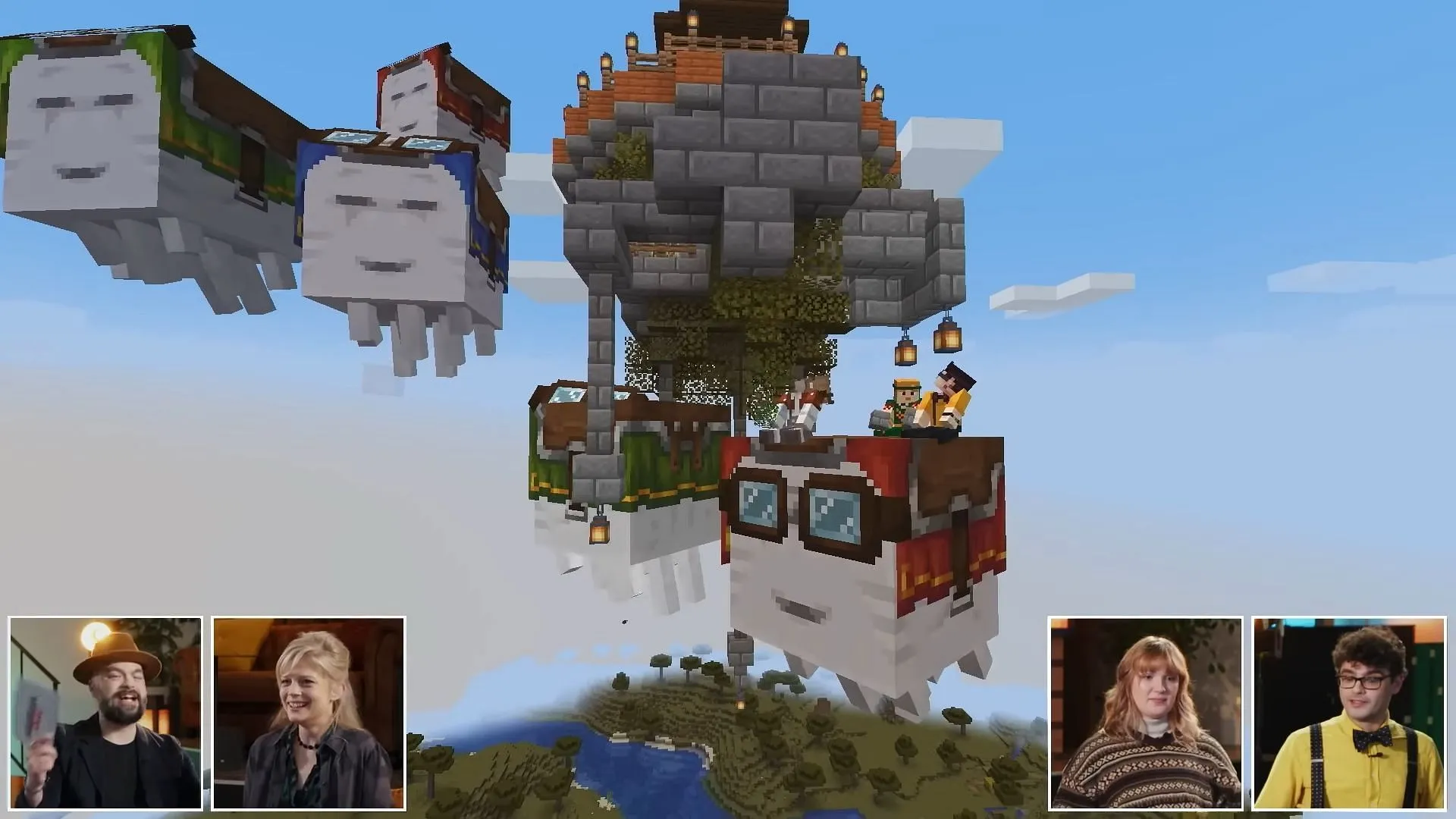 Up to 4 players can ride one happy ghast. Up to 4 players can ride one happy ghast.