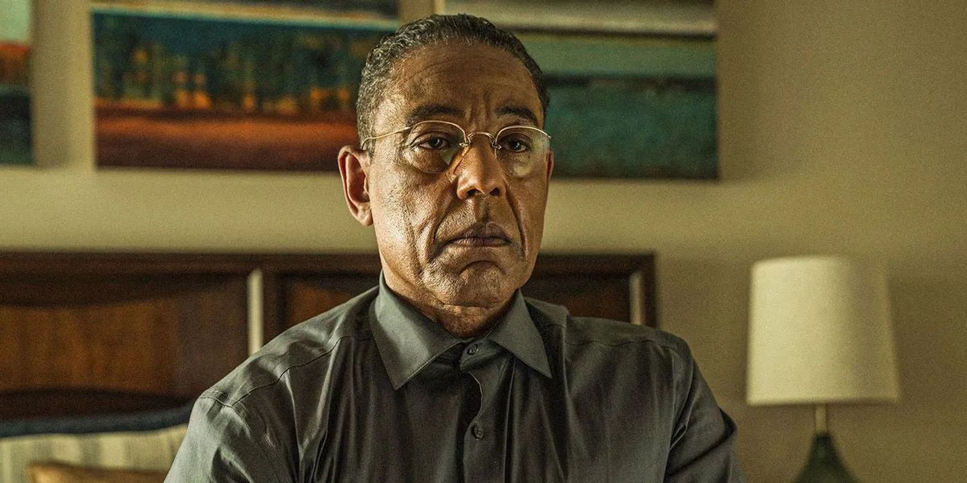 Giancarlo Esposito as Gus Fring looking sad and sitting on a bed in Better Call Saul