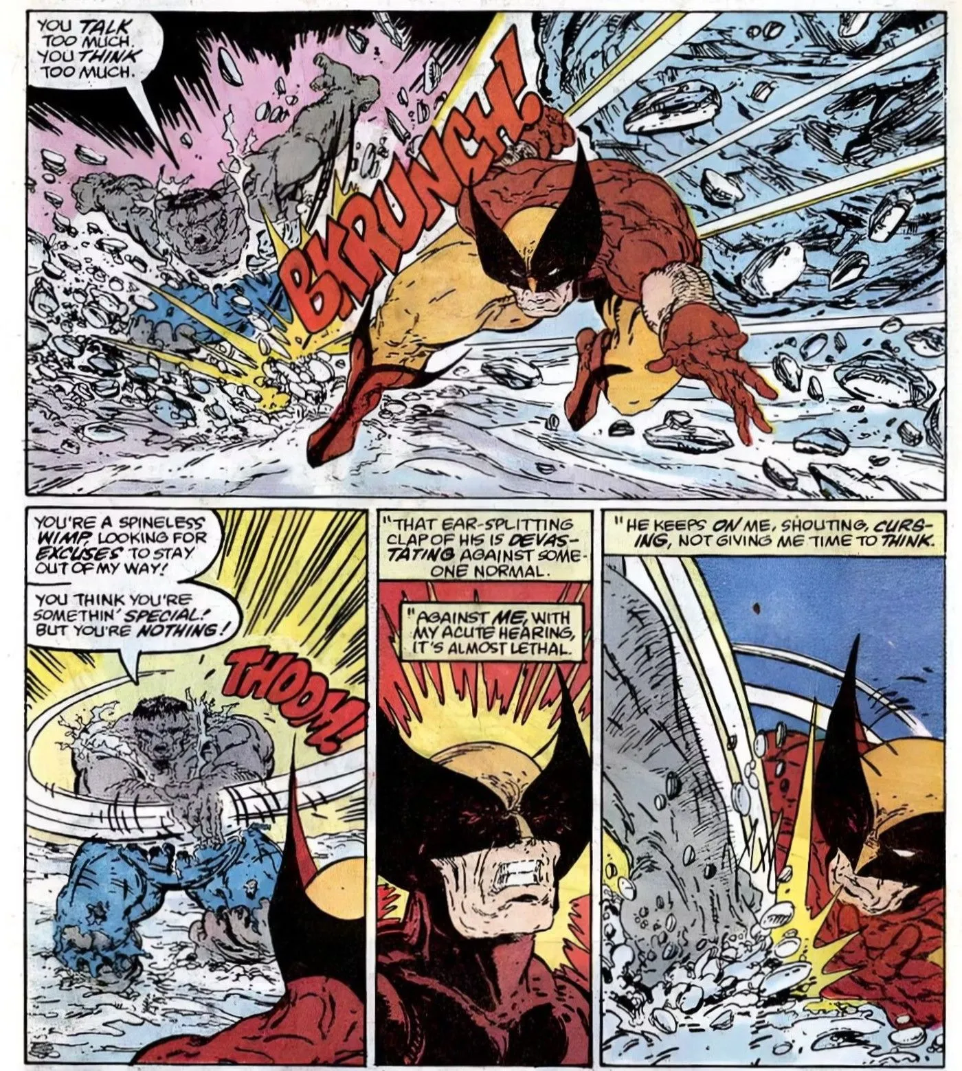 Hulk fights Wolverine in classic comic Hulk fights Wolverine in classic comic