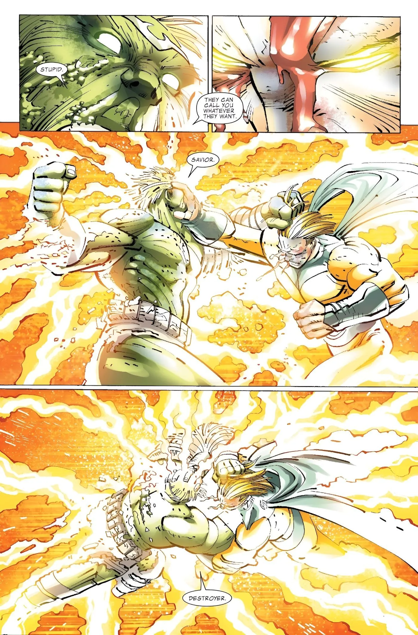 Hulk and Sentry wrestle in a solar flare Hulk and Sentry wrestle in a solar flare