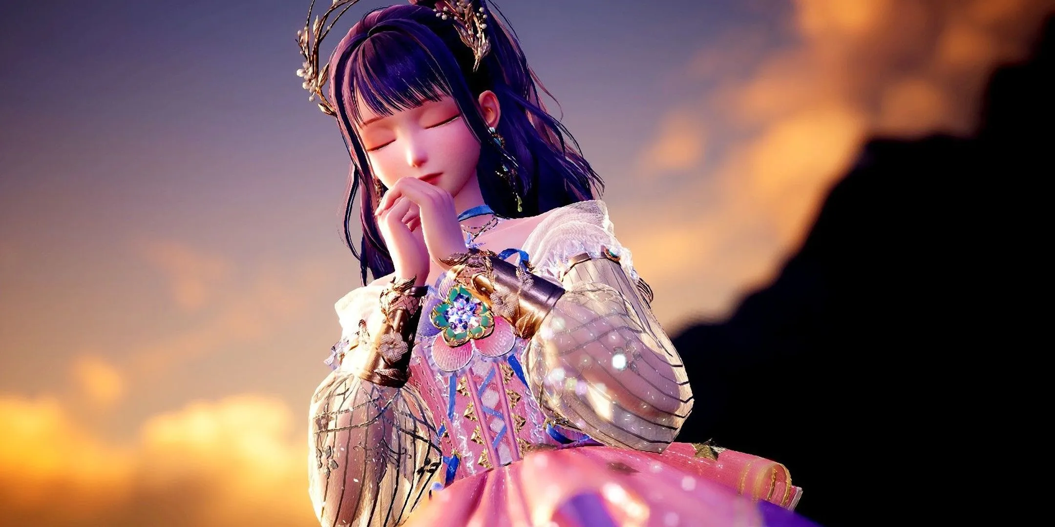 Nikki with sunset background