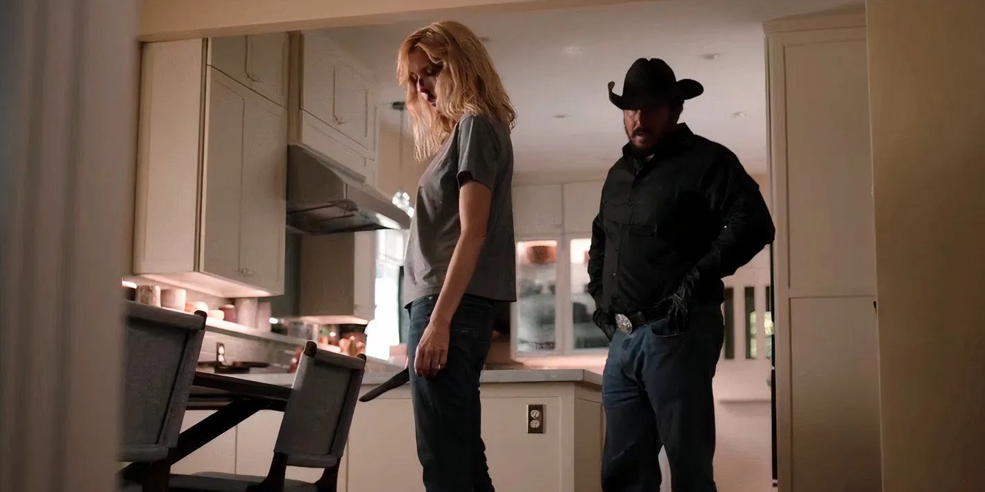 Kelly Reilly as Beth Dutton and Cole Hauser as Rip Wheeler in Yellowstone season 5 episode 14 (1) Kelly Reilly as Beth Dutton and Cole Hauser as Rip Wheeler in Yellowstone season 5 episode 14 (1)
