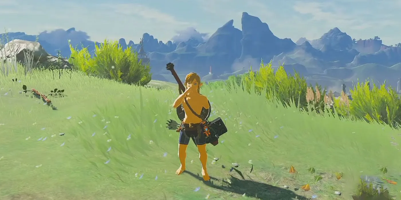 Link sprinting through the fields. Link sprinting through the fields.