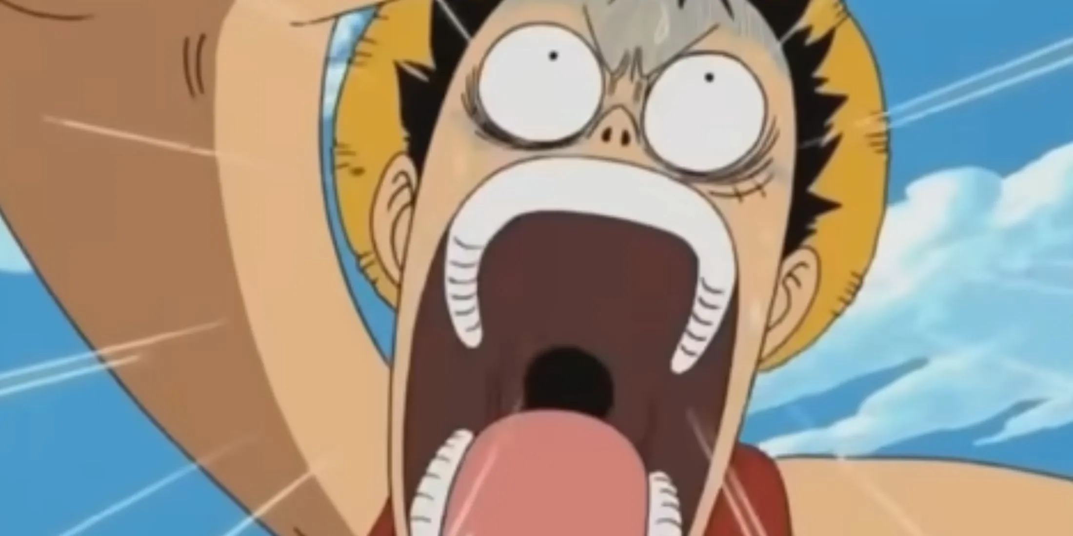 Luffy shocked by a cyclone