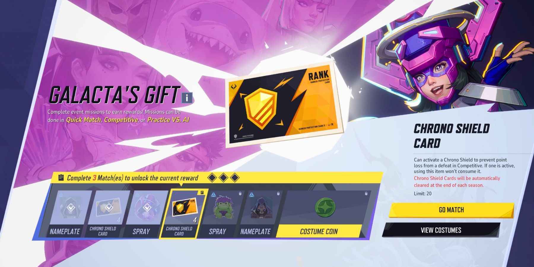Marvel Rivals Galacta's Gift Chrono Shield Card