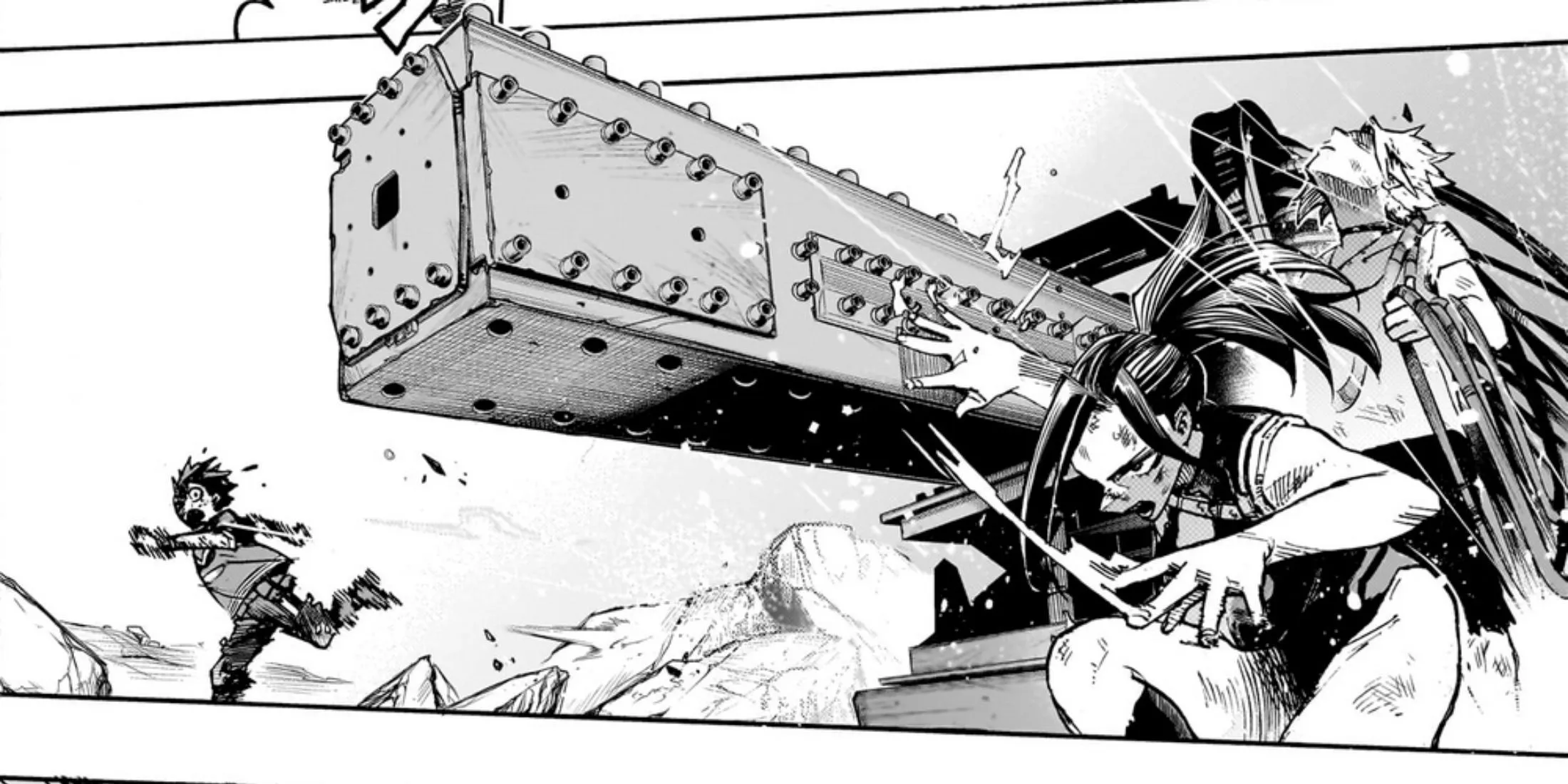Momo creates a giant railgun
