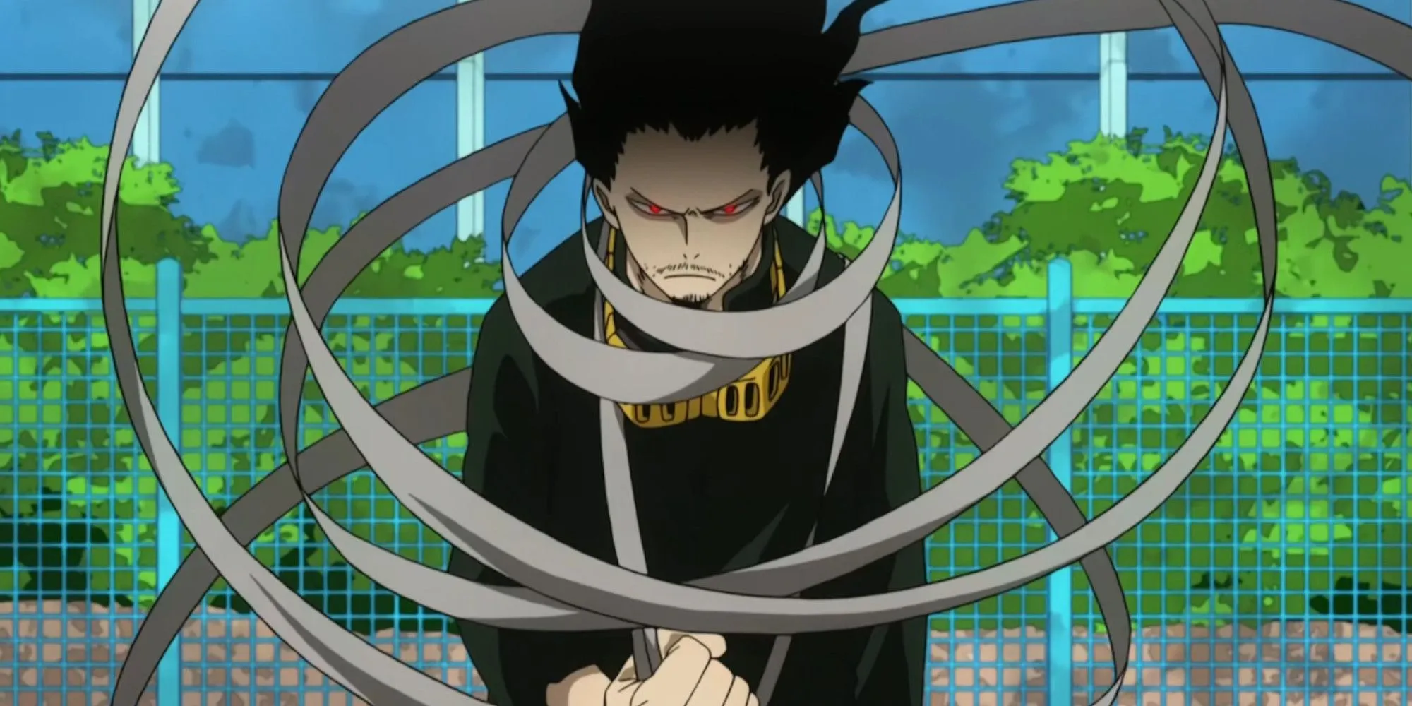 Eraser Head activating Erasure against the Class 1-A students in My Hero Academia Eraser Head activating Erasure against the Class 1-A students in My Hero Academia