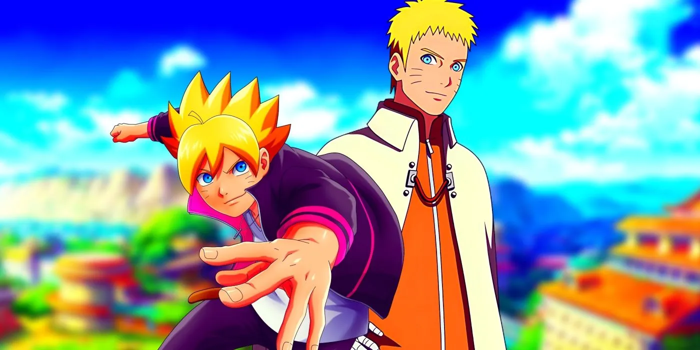 Naruto smiles at Boruto as they prepare for battle