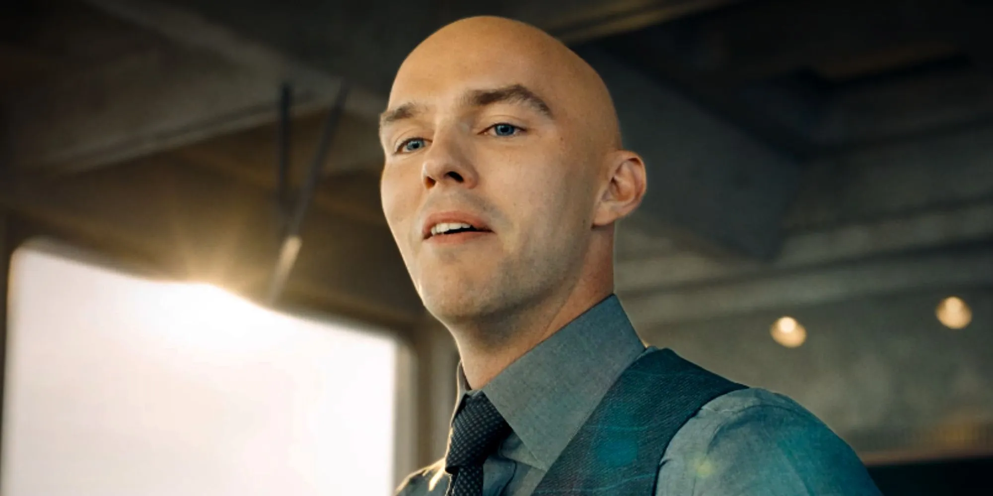 Nicholas Hoult smiling as Lex Luthor Nicholas Hoult smiling as Lex Luthor
