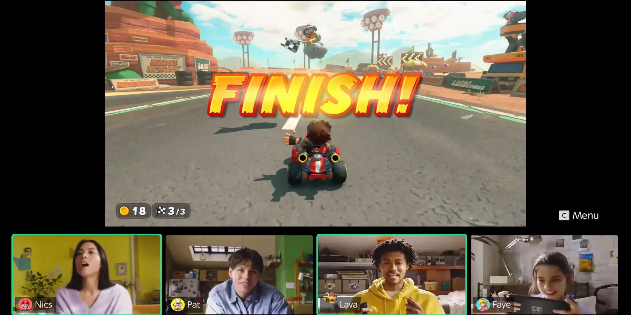 Nintendo Switch 2 GameChat Interface with Mario Kart World