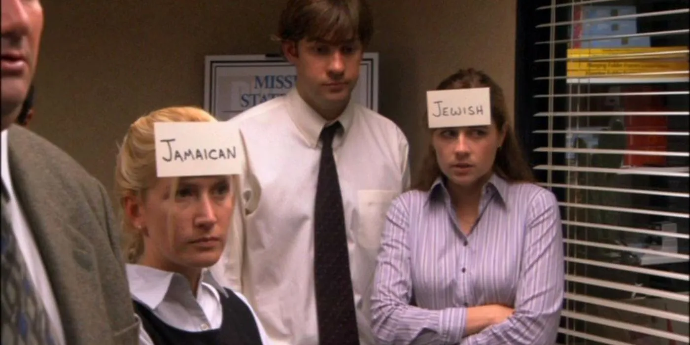 Jim, Pam, and Angela look offended in The Office.