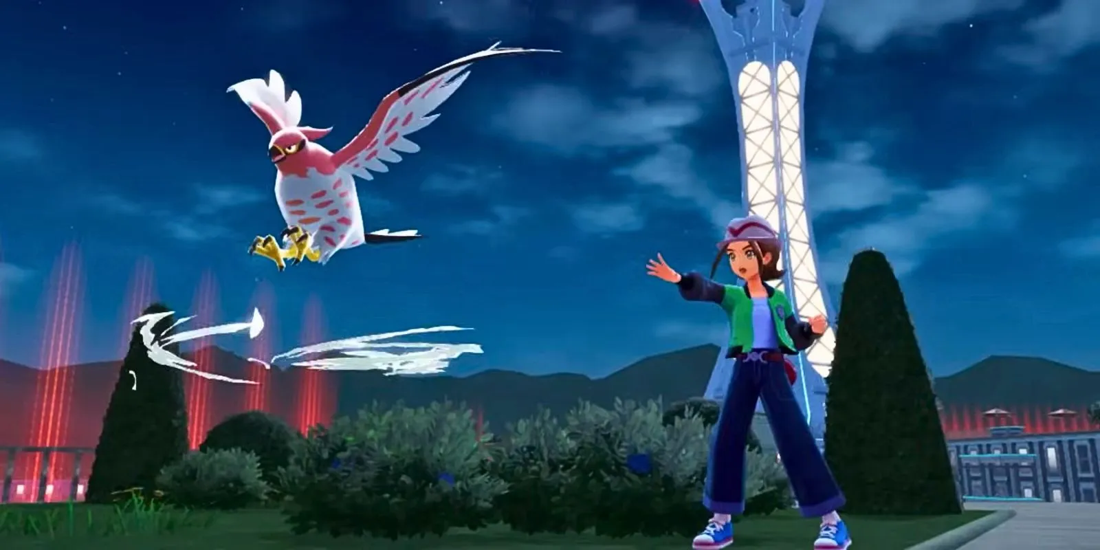 Harmony commanding Talonflame in Pokémon Legends: Z-A Harmony commanding Talonflame in Pokémon Legends: Z-A