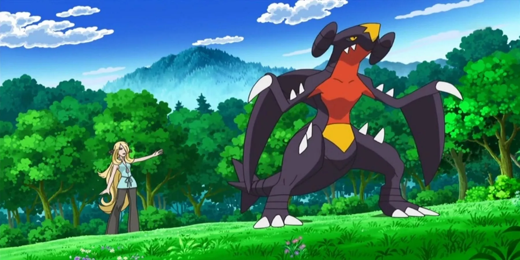 Cynthia and Garchomp in Anime Cynthia and Garchomp in Anime