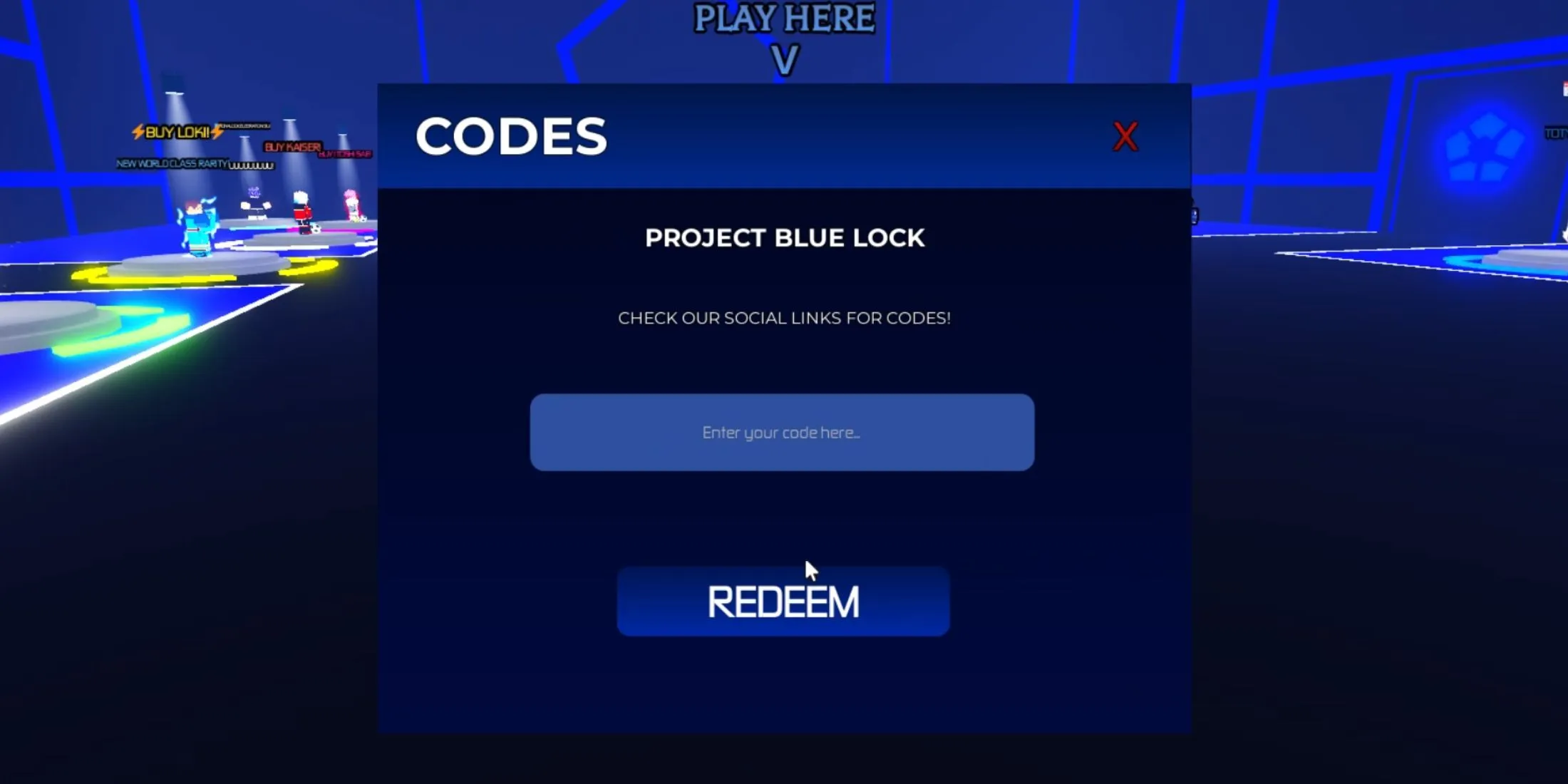 Project Blue Lock codes tab