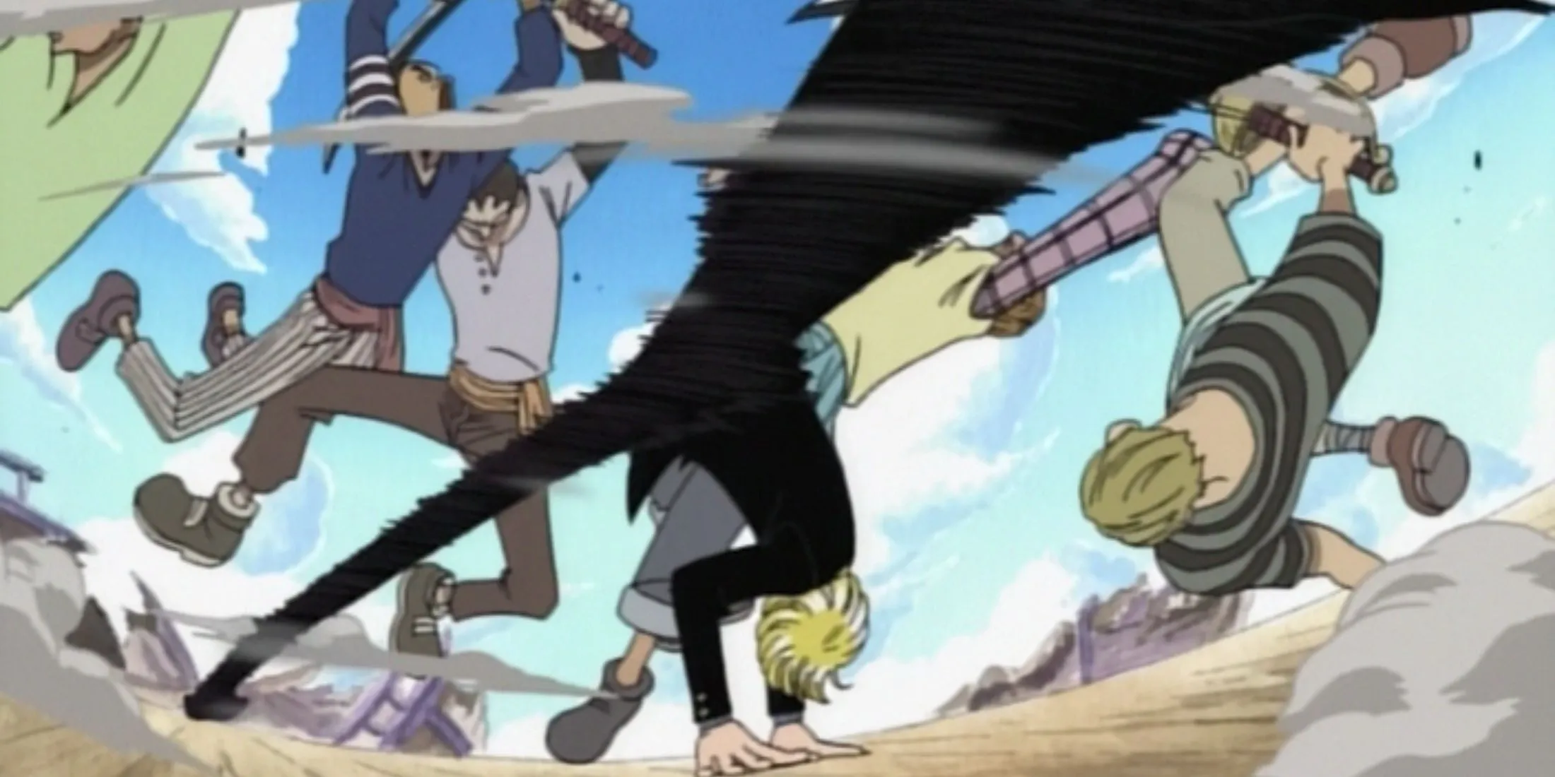 Sanji using his unique combat style