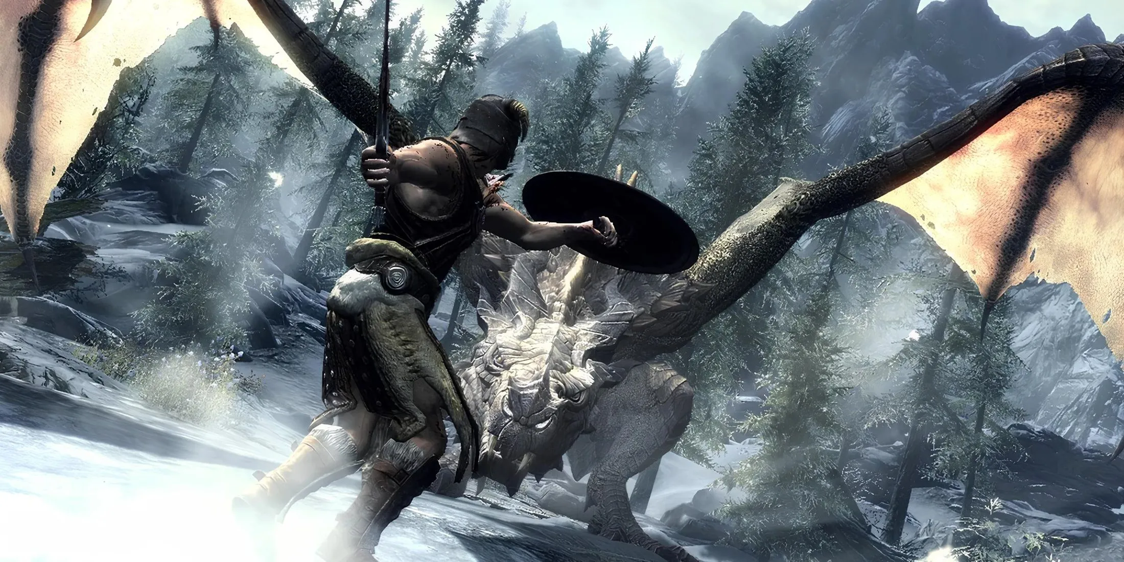 Skyrim combat with dragon Skyrim combat with dragon