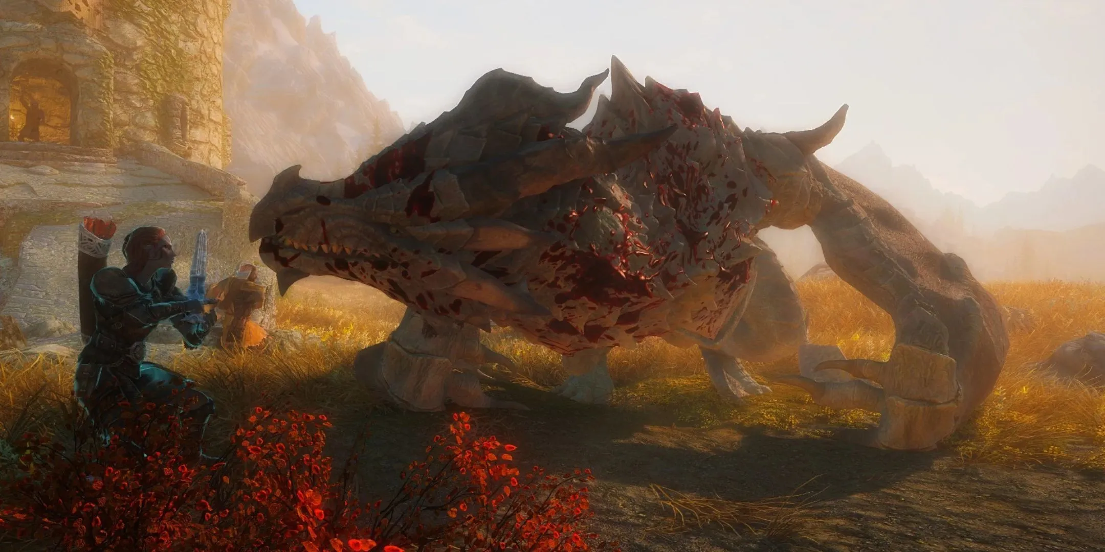 A dragon from the Dragons SE mod for Skyrim. A dragon from the Dragons SE mod for Skyrim.