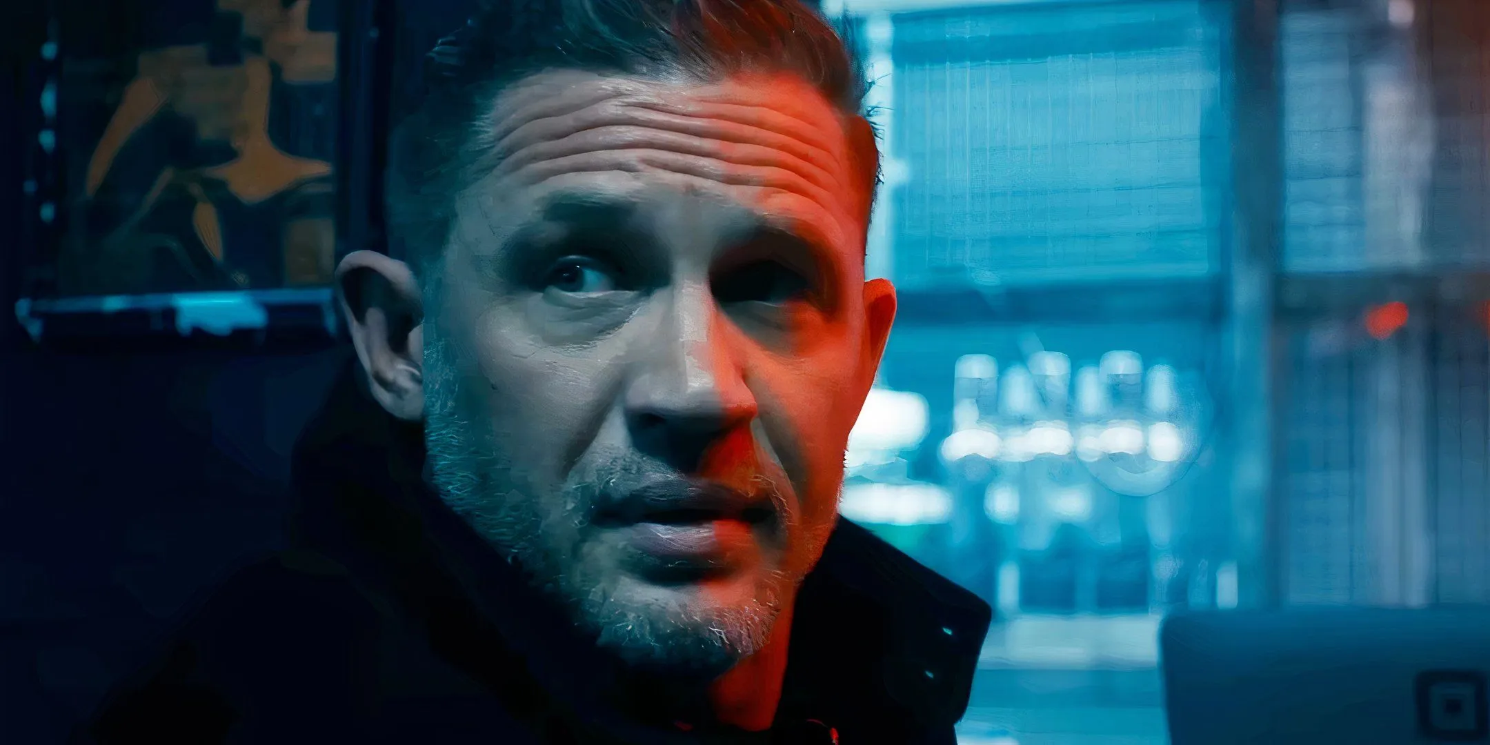 Tom Hardy looking to one side in MobLand Tom Hardy looking to one side in MobLand