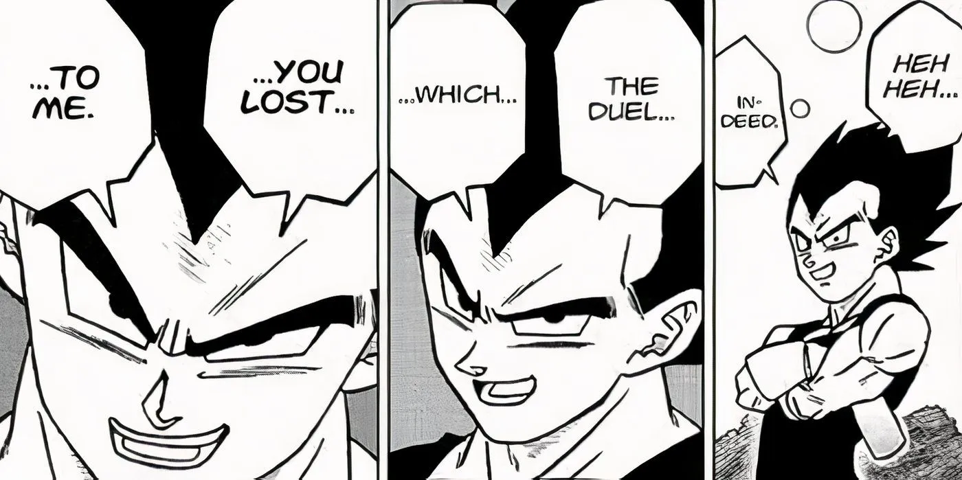 Vegeta bragging about winning a match against Goku Vegeta bragging about winning a match against Goku