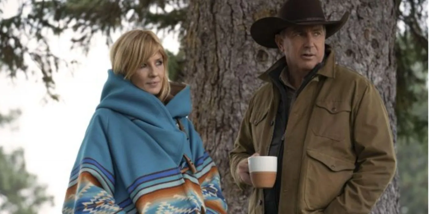 Yellowstone Beth in blue poncho (L) next to John (R) Yellowstone Beth in blue poncho (L) next to John (R)